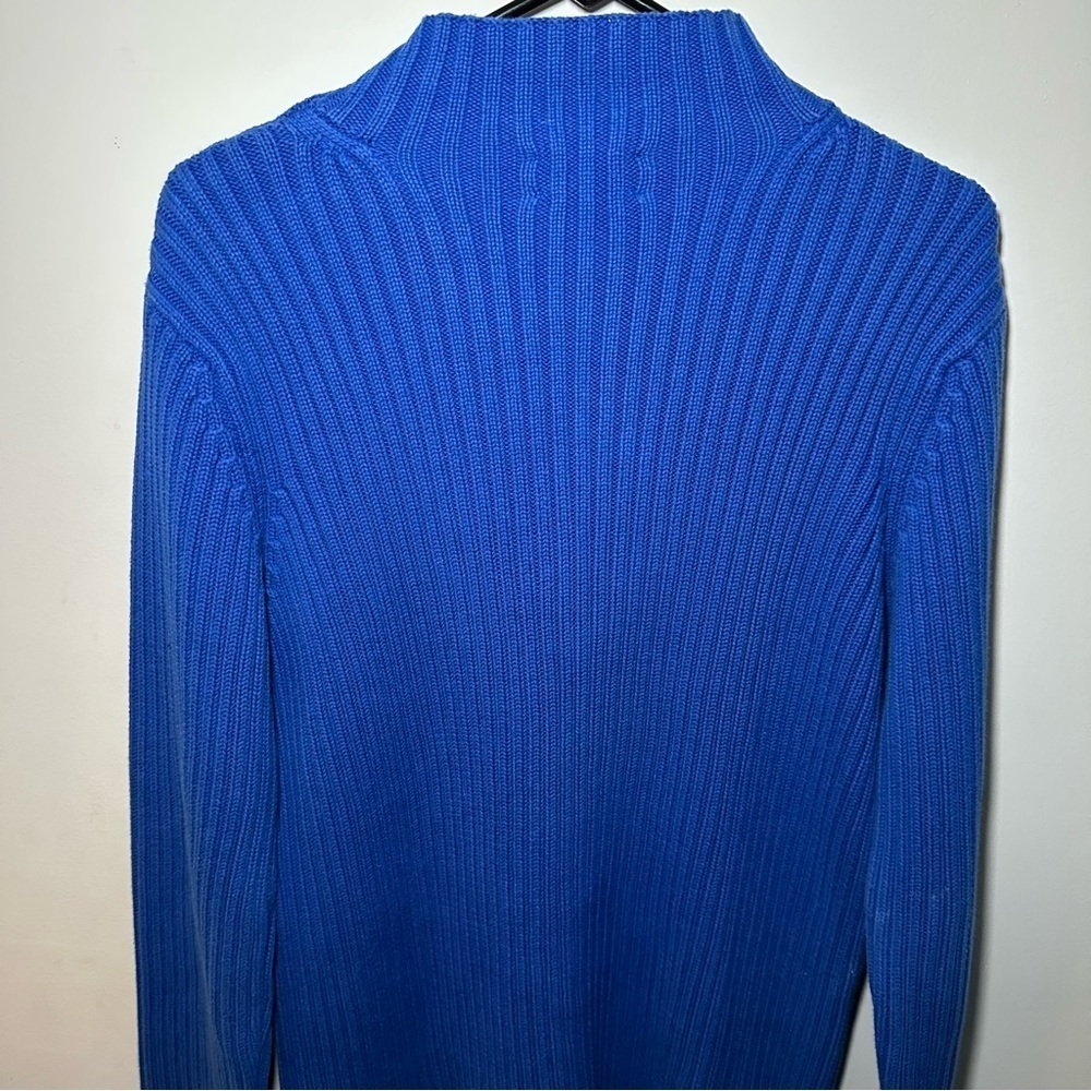 Lauren Ralph Lauren 100% Cotton Vibrant Blue Ribbed Turtleneck Sweater Size L - Picture 13 of 13